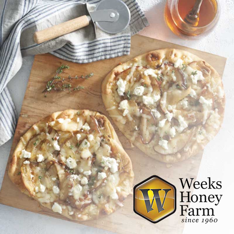 Naan Pizza with Honeyed Pears – Weeks Honey Farm