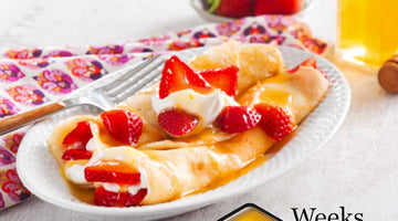 Summer on a Plate! Strawberry Crepes with Honey Suzette Sauce