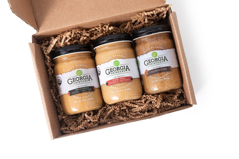 Georgia Grinders Organic Peanut Butter & Pecan Butter: Trio Gift Box