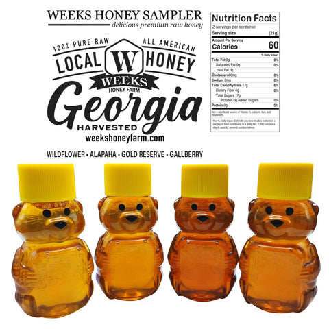 Local Georgia Sampler Box- Bears, 2 Ounce x 4 | | Honey from Weeks Honey Farm, Inc.