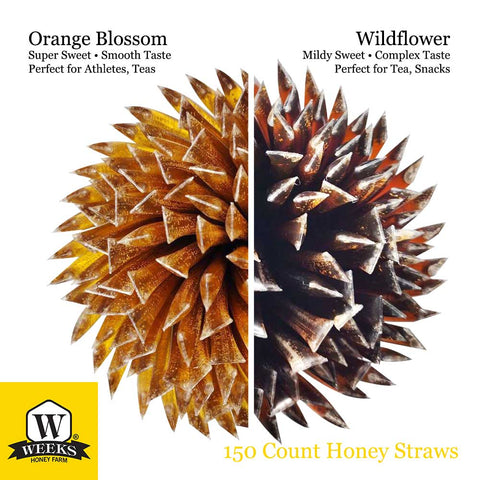 Raw Honey Straws | Orange Blossom, Wildflower, Raspberry Honey | Weeks Honey Farm | | Honey Straw from Weeks Honey Farm