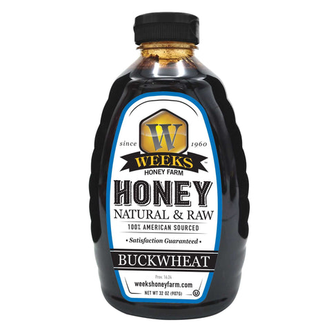 Weeks Raw Buckwheat Honey - Pure, All-Natural, Antioxidant-Rich, Dark & Robust Molasses Flavor for Coffee, Waffles, BBQ Sauce Honey from Weeks Honey Farm, Inc. http://www.WeeksHoneyFarm.com
