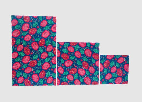 Beeswax Food Wrap - Dragonfruit Print | | beeswax Wraps from Meli Wraps