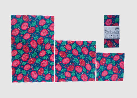 Beeswax Food Wrap - Dragonfruit Print | | beeswax Wraps from Meli Wraps