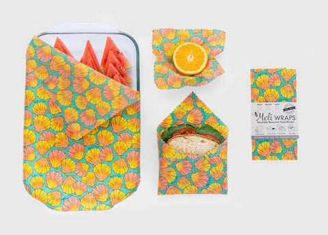 Beeswax Food Wrap - Sunrise Shell Print | | beeswax Wraps from Meli Wraps