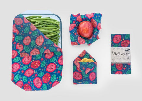 Beeswax Food Wrap - Dragonfruit Print | | beeswax Wraps from Meli Wraps