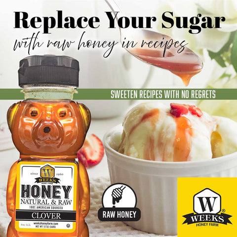 Our Best All-Natural Pure Raw Clover Honey - Honey - Only $7.99! Order now at Weeks Honey Farm Fast shipping and excellent customer service.