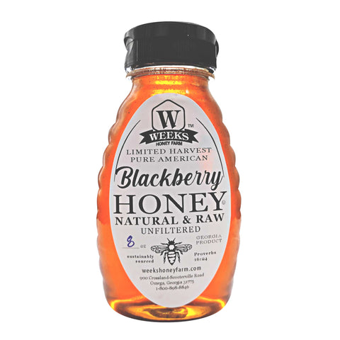 South Georgia Raw Blackberry Honey - Pure, Local, Mono-Floral Raw Honey | 8 Ounce | Honey from Weeks Honey Farm, Inc.