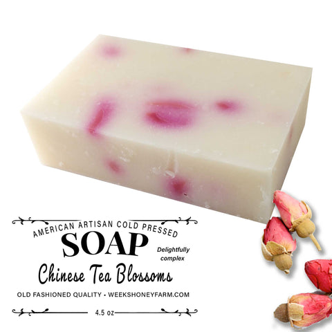 Handmade Cold Pressed Artisan Soaps- Assorted Fragrances, 4.5 oz Each | Chinese Tea Blossoms | Soaps from Weeks Honey Farm, Inc.