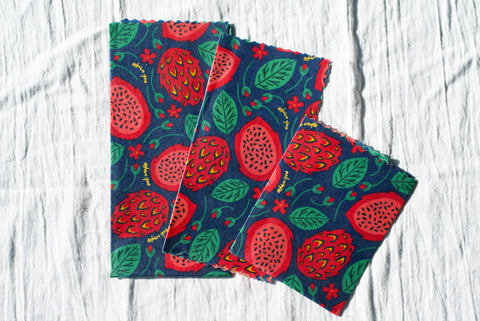 Beeswax Food Wrap - Dragonfruit Print | | beeswax Wraps from Meli Wraps