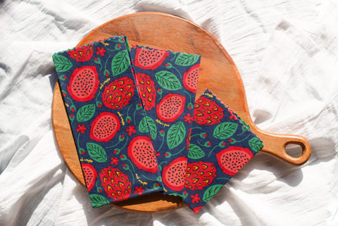 Beeswax Food Wrap - Dragonfruit Print | | beeswax Wraps from Meli Wraps