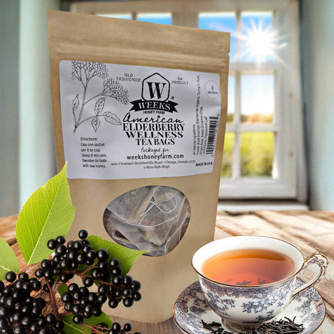 American Elderberry Wellness Tea (Weeks Honeyopathc™) (8 sachets) | | Vitamins & Supplements from Weeks Honey Farm