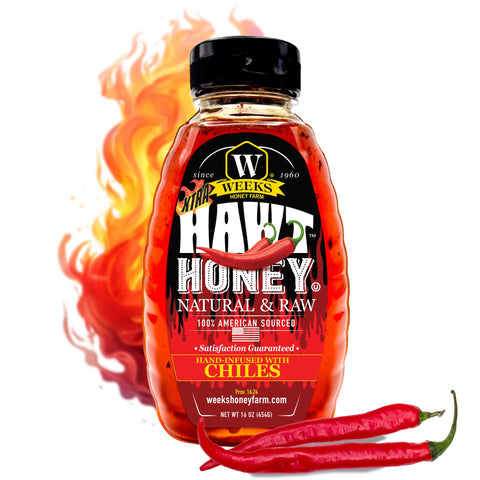 Week's Hawt Honey: Raw, Natural Chile-Infused Hot Honey from the South | Xtra HAWT Honey | Honey from Weeks Honey Farm