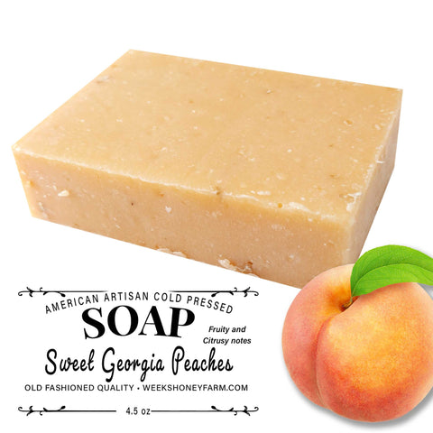Handmade Cold Pressed Artisan Soaps- Assorted Fragrances, 4.5 oz Each | Sweet Georgia Peaches | Soaps from Weeks Honey Farm, Inc.