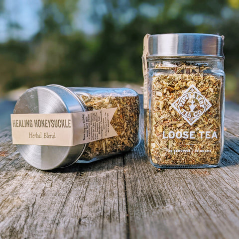 Healing Honeysuckle Glass Jar of Loose Leaf Tea - 30 Servings | | Loose Tea from Piper and Leaf Tea Co.
