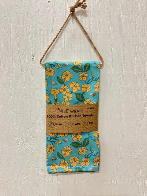 Puakenikeni & Bee Kitchen Towel Set of 2 100% Cotton | | from Meli Wraps