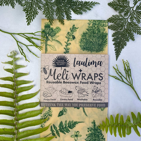 Laulima Native Plant Medium Wrap beeswax Wraps from Meli Wraps http://www.WeeksHoneyFarm.com