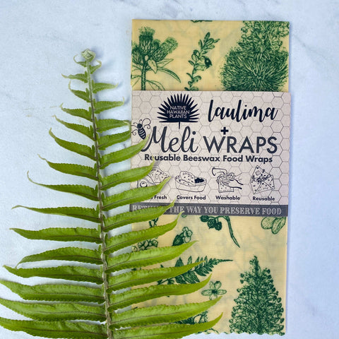 Laulima Native Plant Medium Wrap beeswax Wraps from Meli Wraps http://www.WeeksHoneyFarm.com