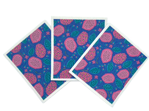Dragonfruit Swedish Dish Cloth Set of 3 | | from Meli Wraps