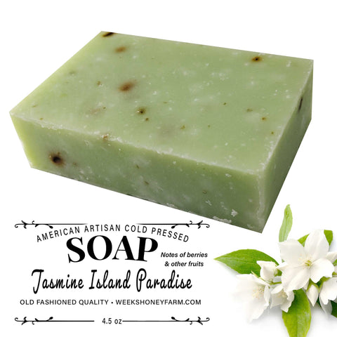 Handmade Cold Pressed Artisan Soaps- Assorted Fragrances, 4.5 oz Each | Jasmine Island Paradise | Soaps from Weeks Honey Farm, Inc.