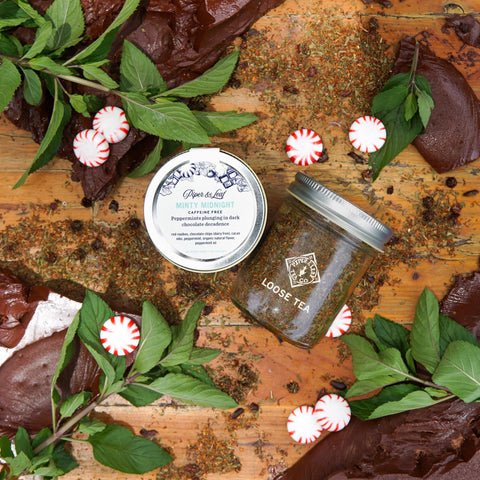 Minty Midnight Glass Jar of Loose Leaf - 30 Servings | | Loose Tea from Piper and Leaf Tea Co.