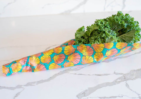 Beeswax Food Wrap - Sunrise Shell Print | | beeswax Wraps from Meli Wraps