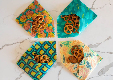 Beeswax Food Wrap - Sunrise Shell Print | | beeswax Wraps from Meli Wraps