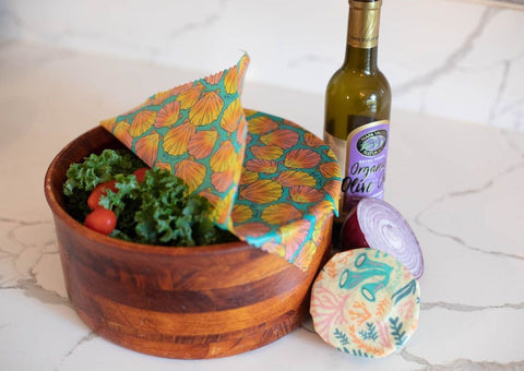 Beeswax Food Wrap - Sunrise Shell Print | | beeswax Wraps from Meli Wraps