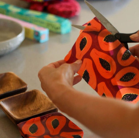 Beeswax Wrap Bulk Roll - Purple Papaya Print | | Beeswax Rolls from Meli Wraps