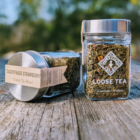 Sassyfras Strawberry Glass Jar of Loose Leaf Tea