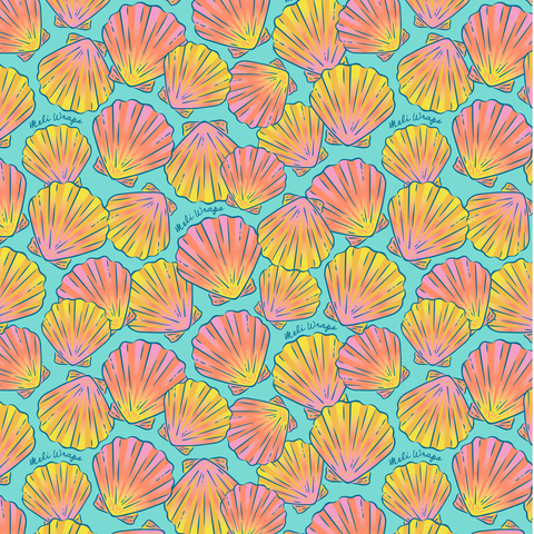 Beeswax Wrap Bulk Roll - Shells Print | | Beeswax Rolls from Meli Wraps
