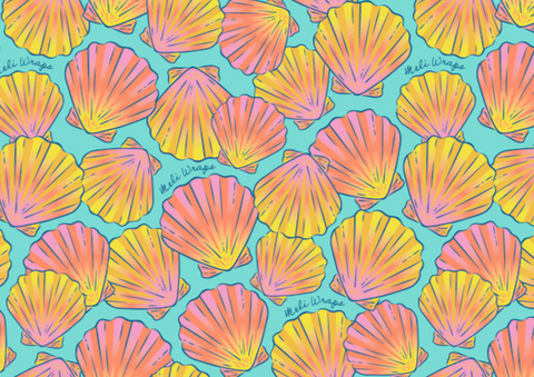 Beeswax Food Wrap - Sunrise Shell Print | | beeswax Wraps from Meli Wraps