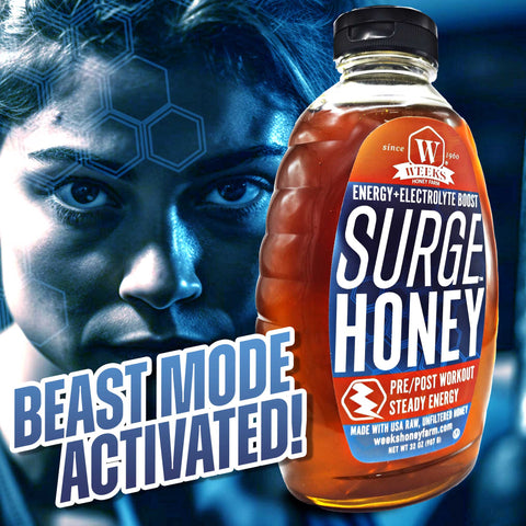 Surge Honey™ – Pure Raw Energy & Electrolyte Boost for Pre/Post Workouts | 32 Ounce | Honey from Weeks Honey Farm