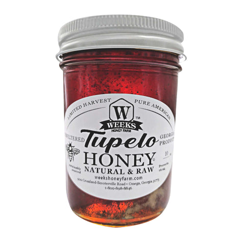 Pure Raw Tupelo Honey for Sale in Georgia is a Buttery Delight | 10 Ounce Tupelo Glass Jar | Honey from Weeks Honey Farm, Inc.