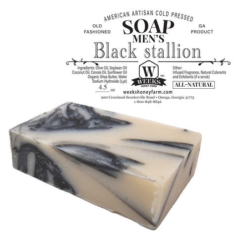 Handmade Cold Pressed Artisan Soaps- Assorted Fragrances, 4.5 oz Each | Black Stallion (Men) | Soaps from Weeks Honey Farm, Inc.