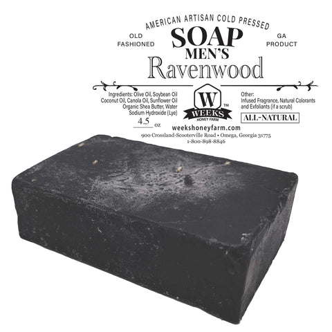 Handmade Cold Pressed Artisan Soaps- Assorted Fragrances, 4.5 oz Each | Ravenwood (Men) | Soaps from Weeks Honey Farm, Inc.