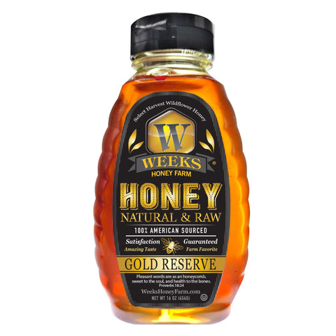Weeks Raw Gold Reserve Honey, Special Edition- Unfiltered Natural Honey from Georgia | 16 Ounce | Honey from Weeks Honey Farm, Inc.