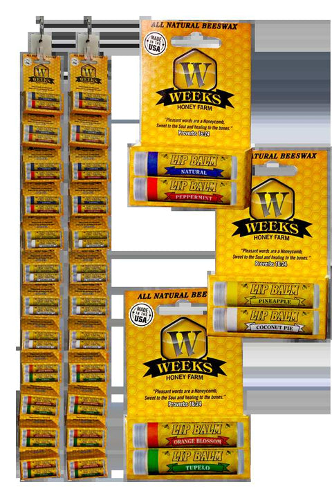 Weeks All Natural Beeswax Lip Balms; Singles, Twin Packs, Case Lip Balm from Weeks Honey Farm, Inc. http://www.WeeksHoneyFarm.com