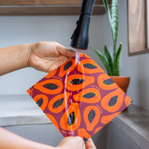 Beeswax Wrap Bulk Roll - Purple Papaya Print | | Beeswax Rolls from Meli Wraps