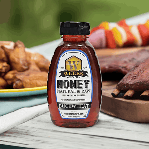 Weeks Raw Buckwheat Honey - Pure, All-Natural, Antioxidant-Rich, Dark & Robust Molasses Flavor for Coffee, Waffles, BBQ Sauce Honey from Weeks Honey Farm, Inc. http://www.WeeksHoneyFarm.com
