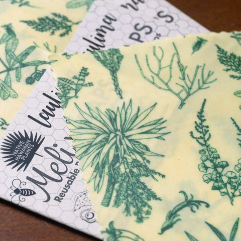 Laulima Native Plant Medium Wrap beeswax Wraps from Meli Wraps http://www.WeeksHoneyFarm.com