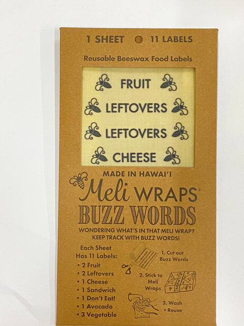 Buzz Words- Beeswax Wrap Food Labels | | Accessories from Meli Wraps