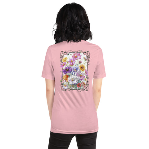 Womens Floral Wildflowers, 1960 Soft Fit T shirt | Pink | Apparel & Accessories from Weeks Honey Farm