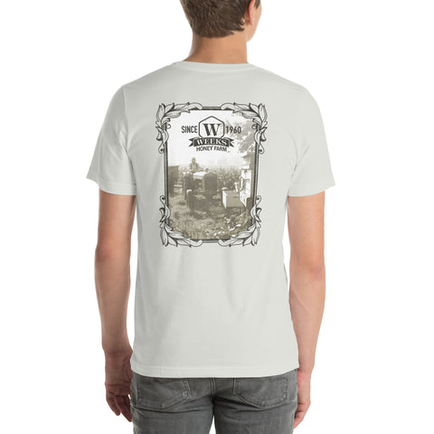 Tractor and Bee Boxes, 1960 Soft Fit Unisex t-shirt | | Apparel & Accessories from Weeks Honey Farm