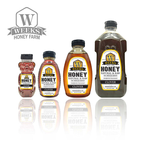 All-Natural Pure Raw Clover Honey - Sweet, Light, & Nutrient-Rich, No Additives, Sourced from American West Clover Fields | | Honey from Weeks Honey Farm, Inc.