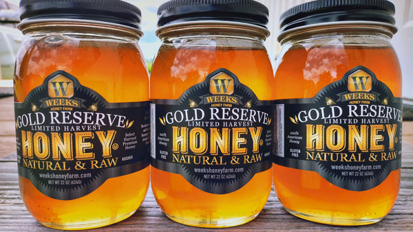 Weeks Raw Gold Reserve Honey | Limited Harvest | Special Edition; 22 Oz - Premium Honey from Weeks Honey Farm, Inc. - Just $21.99! Shop now at Weeks Naturals | Weeks Honey Farm