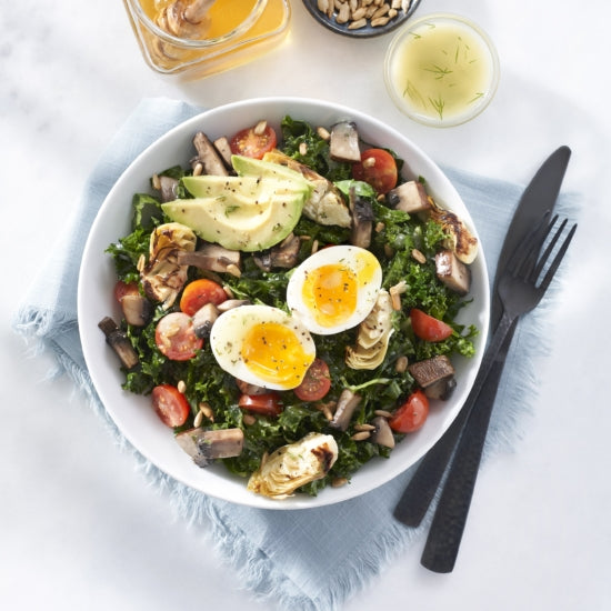 Mediterranean Breakfast Salad with Blackberry Honey Vinaigrette