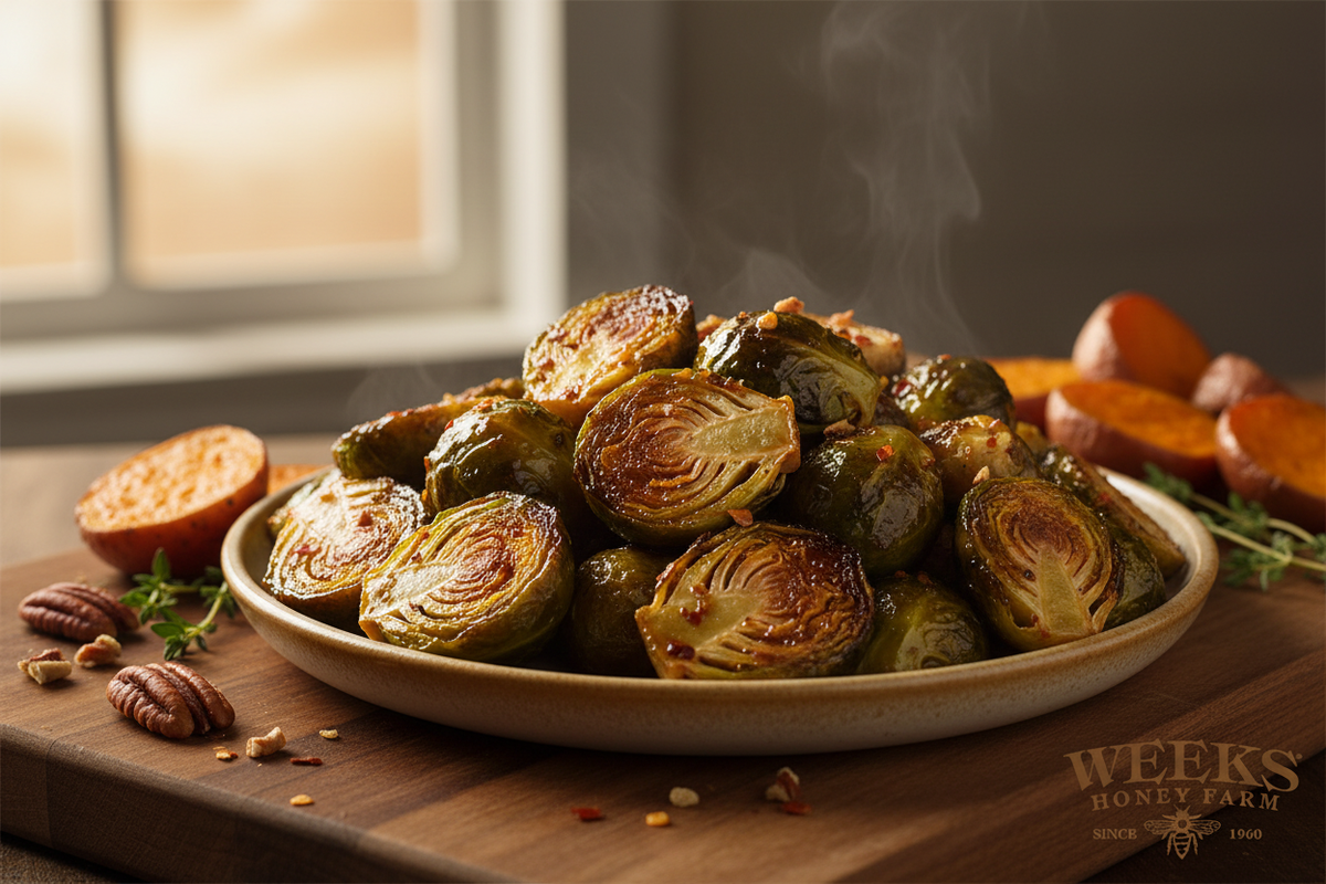 Clover Honey Sweet Chili Brussels Sprouts