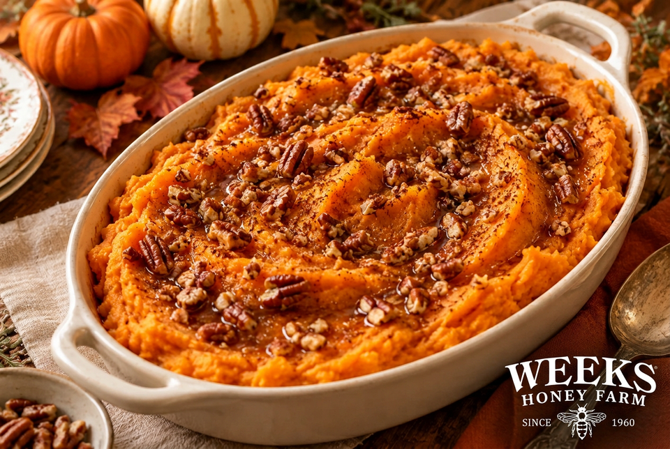 Weeks Ceylon Cinnamon Honey Sweet Potatoes with Toasted Pecans | Thanksgiving