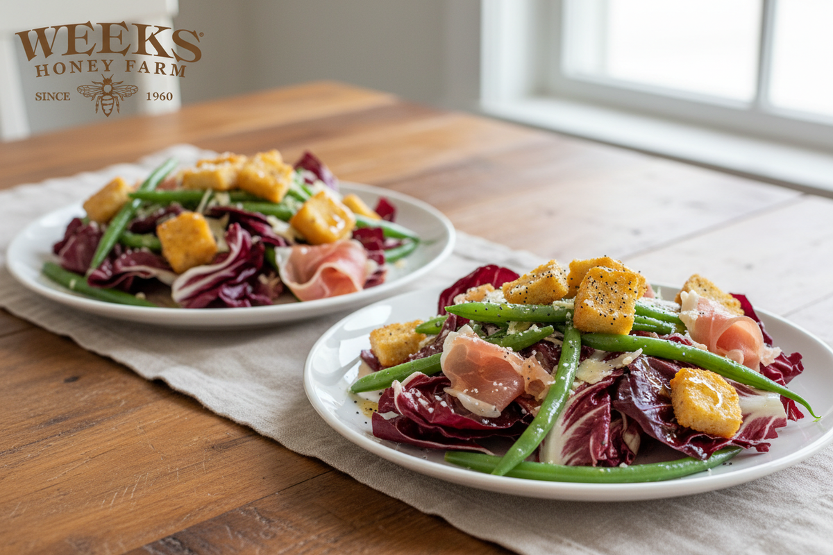Radicchio and Prosciutto Salad with Orange Blossom Honey Dressing